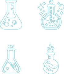 Vibrant chemistry lab flasks with bubbling liquids and sparkling effects for science concepts