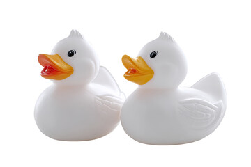 Two white rubber duckies