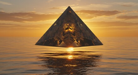 Floating Crystal Pyramid on Water