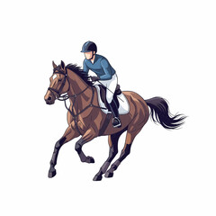 Vector Illustration of Horse Rider in Dynamic Galloping Pose