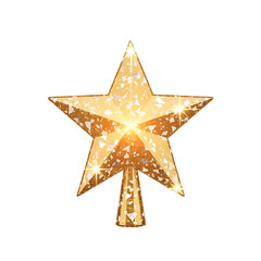 Elegant Gold Star Topper with Sparkling Texture on a transparant Background