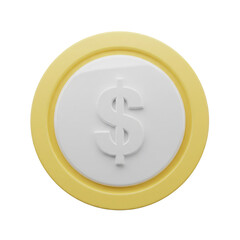 Obraz premium A modern 3D render of a glossy dollar coin, symbolizing currency, finance, and digital payment, perfect for banking and e-commerce designs