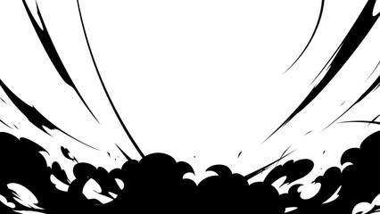 Obraz na płótnie Canvas 衝撃の煙のエフェクトのシルエットの背景イラスト_16:9