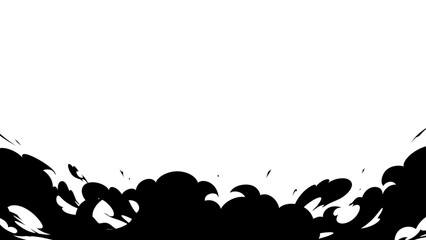 衝撃の煙のエフェクトのシルエット素材_16:9