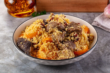 Traditional couscous with lamb and vegetables