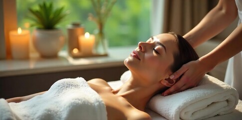 Relaxing spa treatment in a modern beauty salon, combining therapeutic massage with aesthetic services Enjoy the calming atmosphere and rejuvenating experience , essential oils, interior