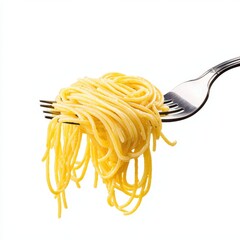 Delicious spaghetti twirled on a fork, ready to be savored.