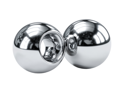 Two polished chrome spheres