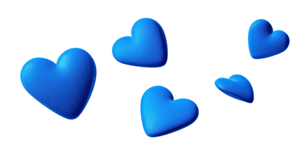 Floating blue hearts on black