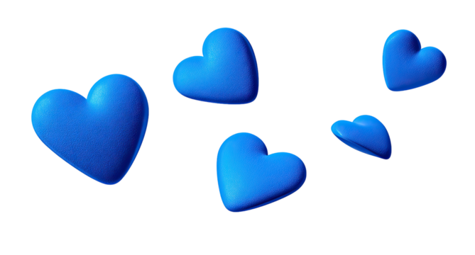 Floating blue hearts on black