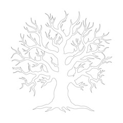 Haunted Leafless Tree Outline Illustration Vector
