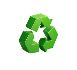 Obraz premium 3D rendering of a green recycling symbol