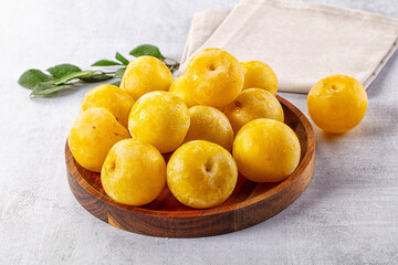 Ripe sweet fresh yellow plum
