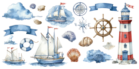 Watercolor nautical illustrations