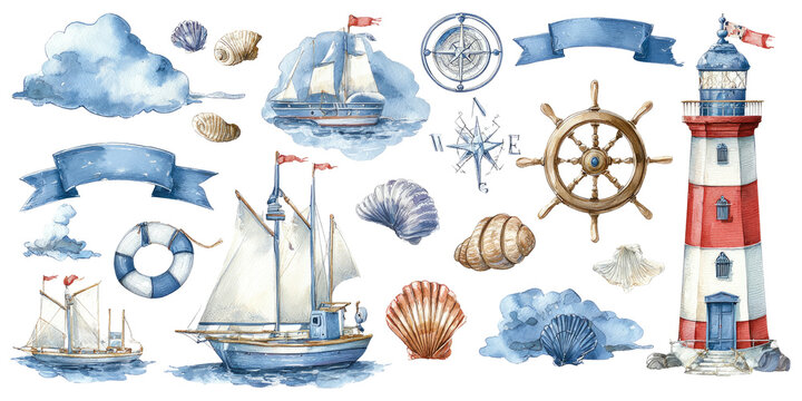 Watercolor nautical illustrations