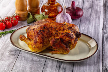 Hot tasty grilled whole chicken