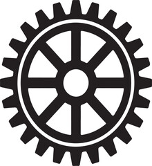 Black gear with spokes and teeth cogwheel mechanical