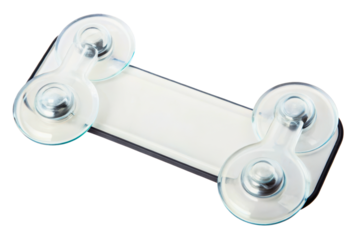 White license plate holder with four transparent suction cups isolated with transparent background