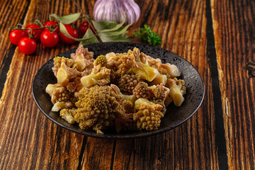 Vegan dietary steamed romanesco cabbage