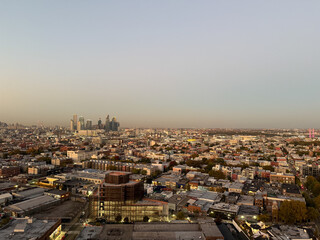 New York City Skyline Golden Light Sunset 