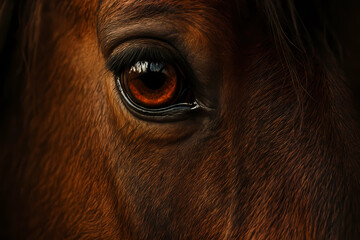 The horse's eye. Brown velvet wool.