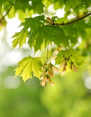 Obraz premium Fresh maple leaves in spring