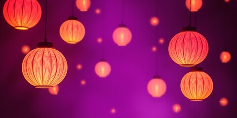 Abstract floating lantern orbs in smokes of violet and orange, Abstract Backgrounds for Halloween Celebration