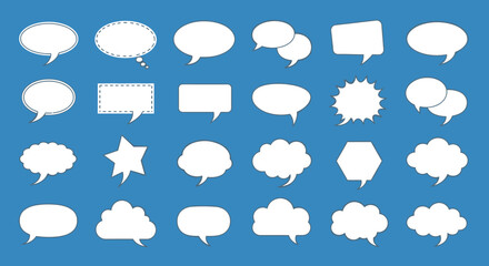 Fototapeta premium Collection of various blank speech bubbles in different shapes and styles.