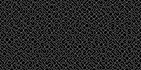 A vector illustration with a seamless maze-like pattern of white lines against a dark background. The continuous texture resembles a complex puzzle or brain cells.