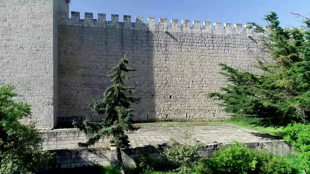 Aerial photo of Monzon de Campos Castle surrounded by green rural fields