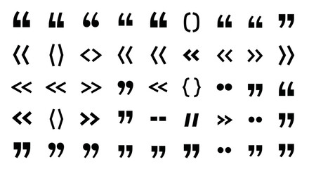 Collection of various quotation marks and brackets symbols.