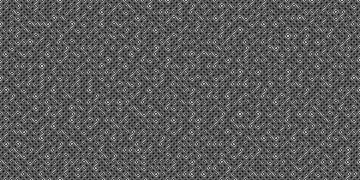 A black and white abstract background with a geometric pattern of complex, interlocking lines. This monochromatic image creates a labyrinthine texture.
