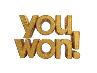 Gold text, 3D effect, "You Won!" message