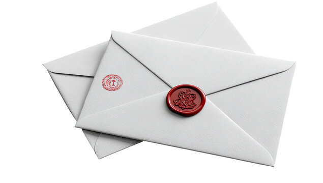 Two overlapping white envelopes with red wax seals (1)