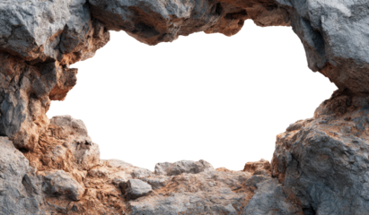 Cave entrance framed by rough rock face