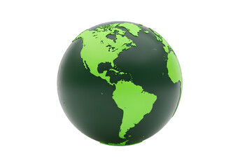 Fototapeta premium Globe Showing Americas, North and South America with Green Continents on Transparent Background