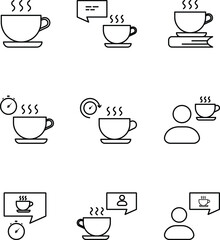 Coffee break Vector Icon Set, Pixel Perfect. For Mobile and Web. Contains such icons like countdown, productivity, management, refresh, routine, interval etc