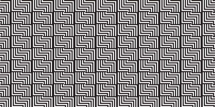 black and white fabric chevron metallic line geometric pattern square texture textile overlap design.	