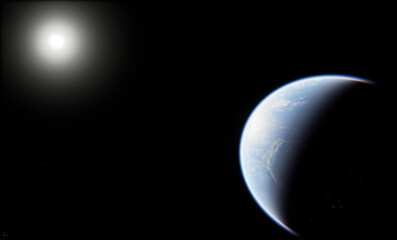 Planet Earth and Stellar Nebula in Deep Space