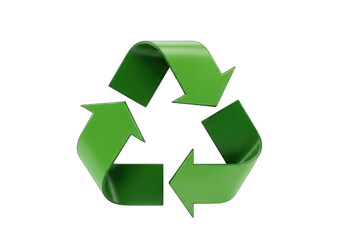 Glossy Green Recycle Signage Isolated on Transparent Background Symbolizes Sustainability