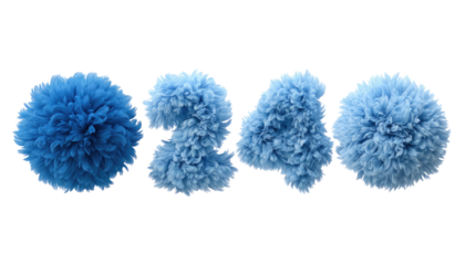 Light blue pom-poms arranged in a row