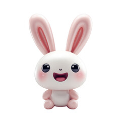 Happy 3D Cartoon Rabbit with Long Ears in Pastel Colors, Cute Expression, Perfect for Children’s Designs