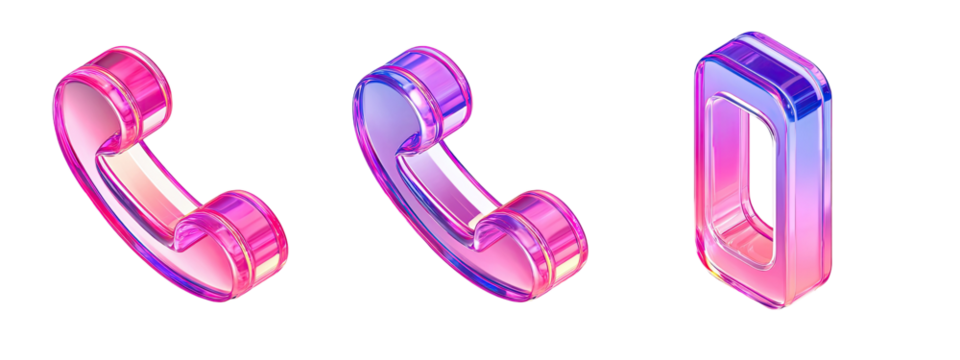 Three stylized phone icons in vibrant pink and purple gradient