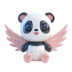 Naklejka premium Cute 3D Panda Character with Angel Wings in Pastel Glossy Finish for Whimsical Designs