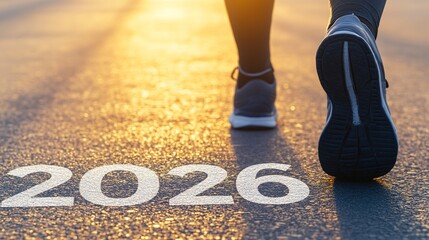 Runner On Road In 2026: New Year Goal And Sports Inspirational Visual Element