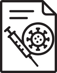 Clinical trial document with syringe line icon vector icon