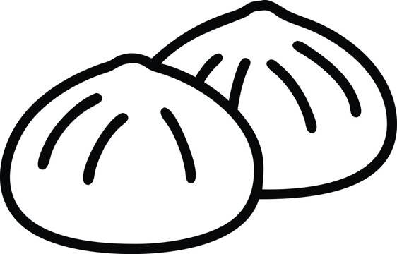 Simple Line Art Depiction of Two Steamed Buns Asian Cuisine Illustration
