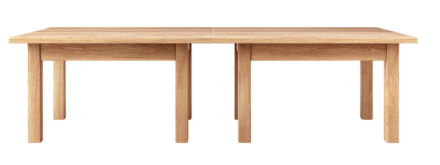 Light-colored wooden bench-like table