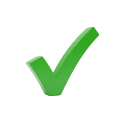 Green check mark symbolizing approval and validation isolated on transparent background