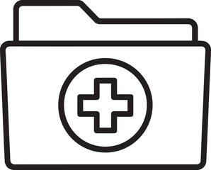 Research folder with cross line vector icon.